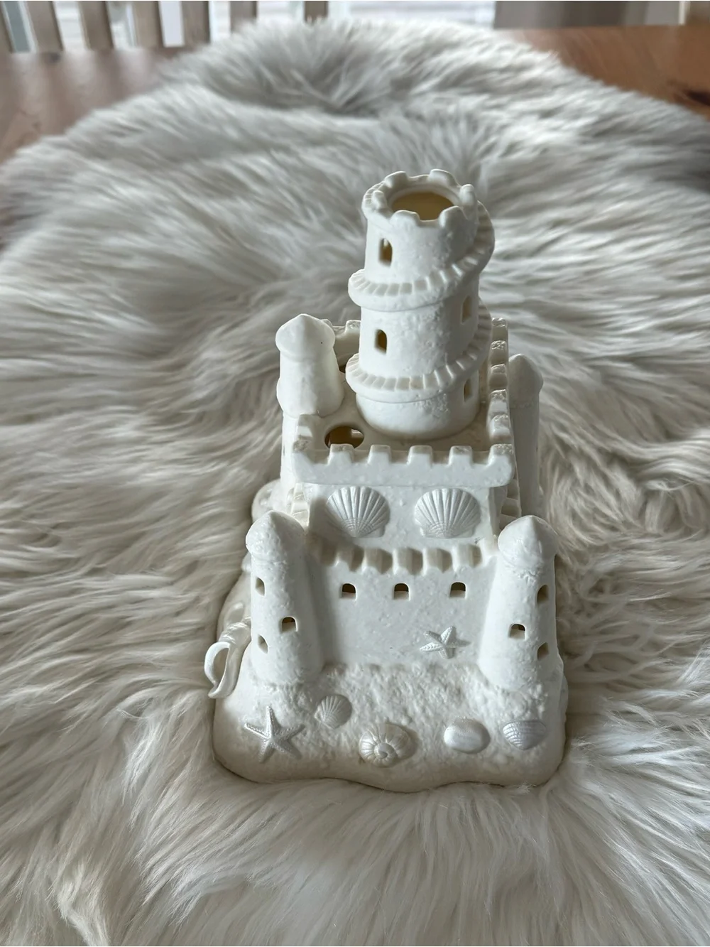 PartyLite White Bisque Sandcastle Candle Holder